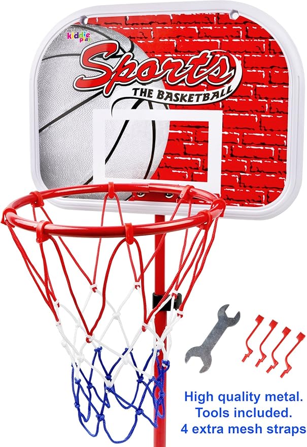 Basketball Hoop for Kids Toy Set with 3 Balls | Adjustable Height Stand 2-4 ft | Indoor & Outdoor Play for Toddler Boy & Girl
