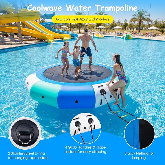COOLWAVE Water Trampoline for Lake, Floating Trampoline for Lake Pool Ocean with Pump