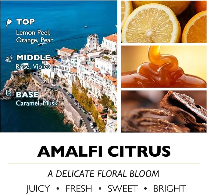 HomeLights 4-Wick Candles for Home Scented - 18oz Soy Wax Blend Candle Long-Lasting Fragrance, Eclectic Mixed Styles Home Decor and Housewarming Gifts, Amalfi Citrus