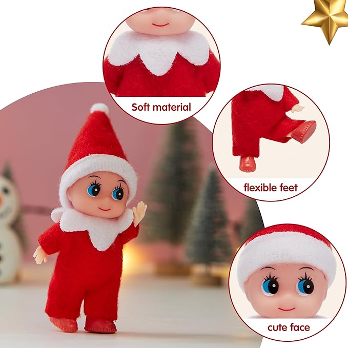 JOYIN 1 Pack Christmas Red Tiny Elf Soft Plush Toy for Adults Kids Accessories Party Favors Xmas Party Supplies Christmas Decor, Xmas Gift
