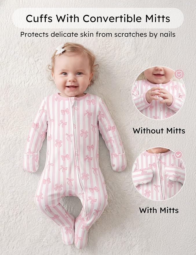 Yoofoss Baby Pajamas 100% Organic Cotton Baby Sleepers for Newborn 0-3 3-6 6-9 Months Boys Girl Clothes 3pcs Footed PJs