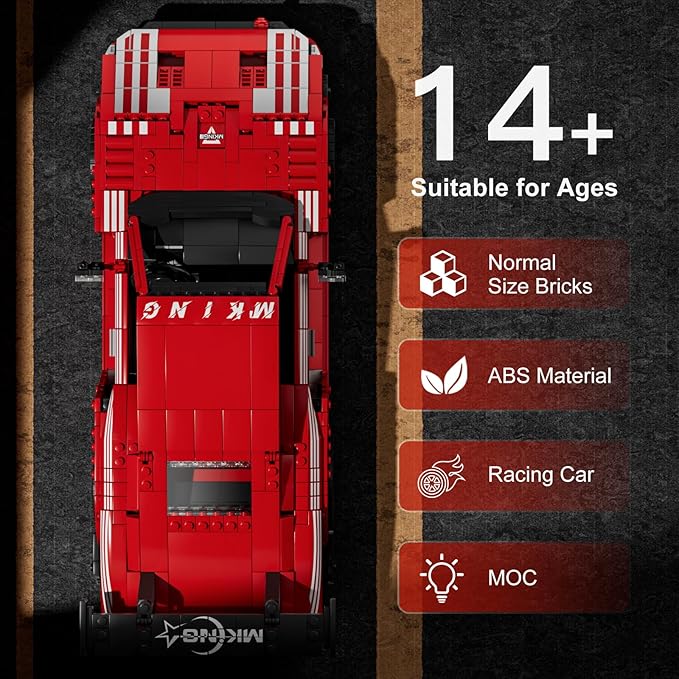 Mould King Car Toy Building Block, 10167 Collectible Speed Champion Cars Building Set, Sports Vehicle Model Build and Display Car for Adults and Aged 14+ (1717 Pieces)