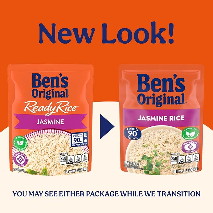 BEN'S ORIGINAL Ready Rice Jasmine Rice, Easy Dinner Side, 8.5 OZ Pouch (Pack of 6)