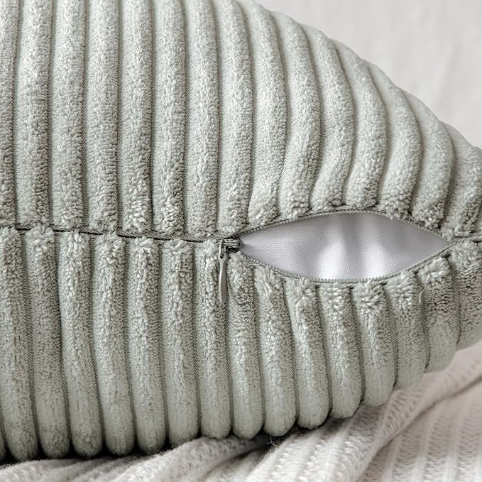 MIULEE Silver Grey Decorative Throw Pillow Covers for Couch 18x18 Inch | 2 Pack, Boho Farmhouse Pillow Covers, Soft Cross Corduroy Patchwork Textured Cushion Cases For Bed Sofa