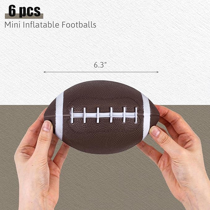 Shindel 6PCS Mini Inflatable Football, 6.3 inch Waterproof Footballs Toys for Kids Perfect Outdoor and Indoor Games, Football Party Favors