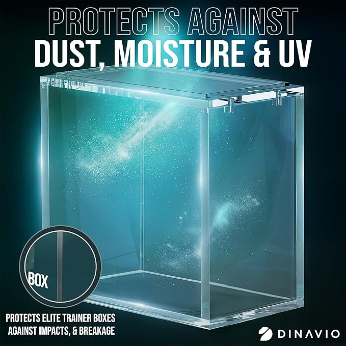 Dinavio Crafthouse Elite Trainer Box Acrylic Display Case Stackable 3 Pack - 8mm + 5mm Ultra Thick Acrylic with N52 Strong Magnets - ETB Case Protector - Compatible with Elite Trainer Boxes (3 Pack)