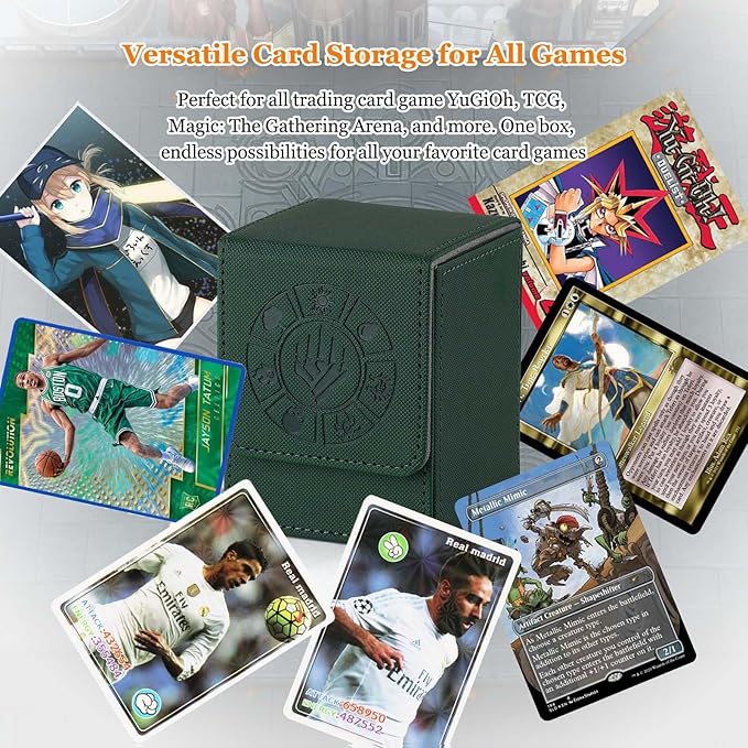 Arkeiliy Card Deck Box, 110+ Storage MTG Deck Box with 50 Pcs Card Sleeve, Collectible Trading Card Cases for Magic Commander and More (4 Pack)