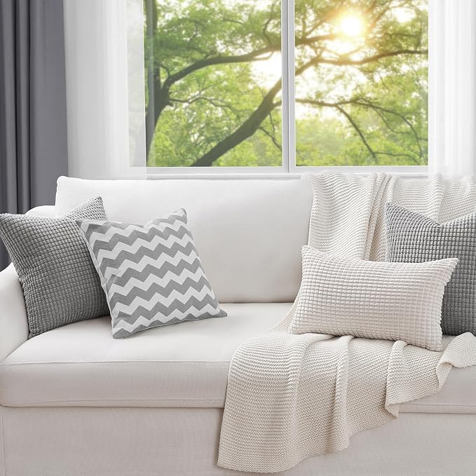 Topfinel 4 Packs Decorative Throw Pillow Covers 16x16 Inch for Living Room Couch Bed, Western Rustic Modern Home Decor, Soft Corduroy Small Bulge Accent Square Cushion Case 45x45 cm(Light Grey)