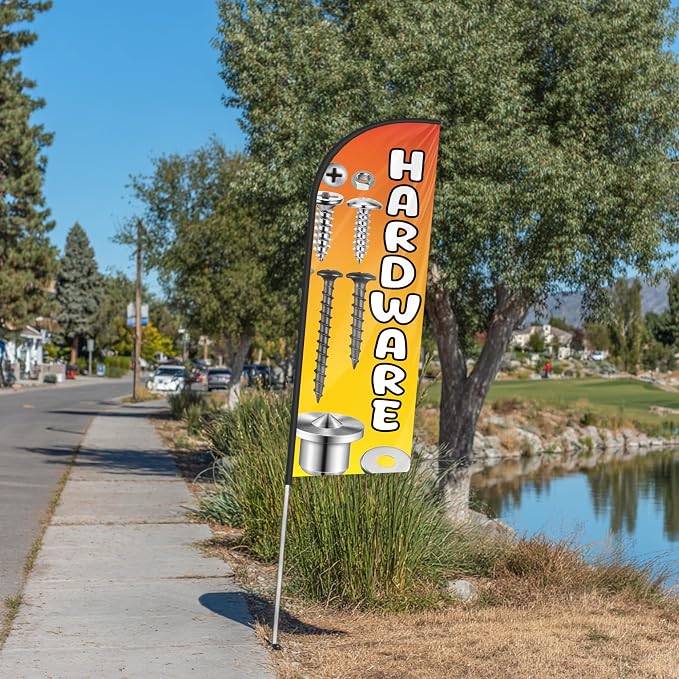 Hardware Feather Flag for Storefronts Fairs,6 FT (Flagpole Not Included) | Business Advertising Flag
