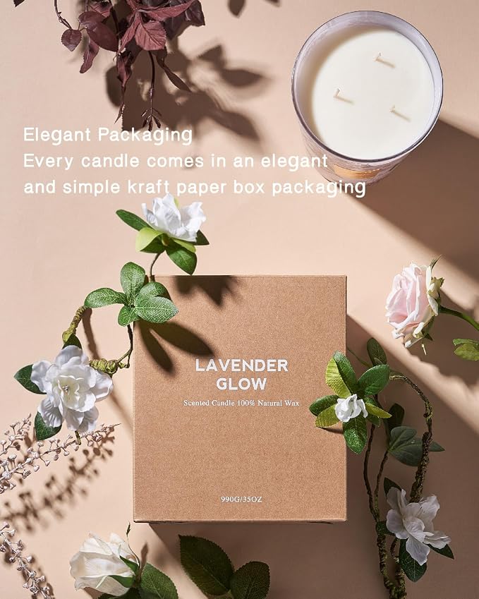 M&SENSE Peony Blush Suede Soy Candle, 35oz 3 Wick 150H Non Toxic Long Lasting, Summer Floral Bedroom Scent, Gift for Women