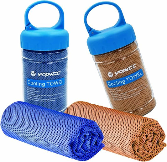 YQXCC 2 Pack Cooling Towels (47"x12"), Ice Cool Neck Towel, Soft Breathable Microfiber for Yoga, Golf, Gym, Running, Camping & Hot Weather