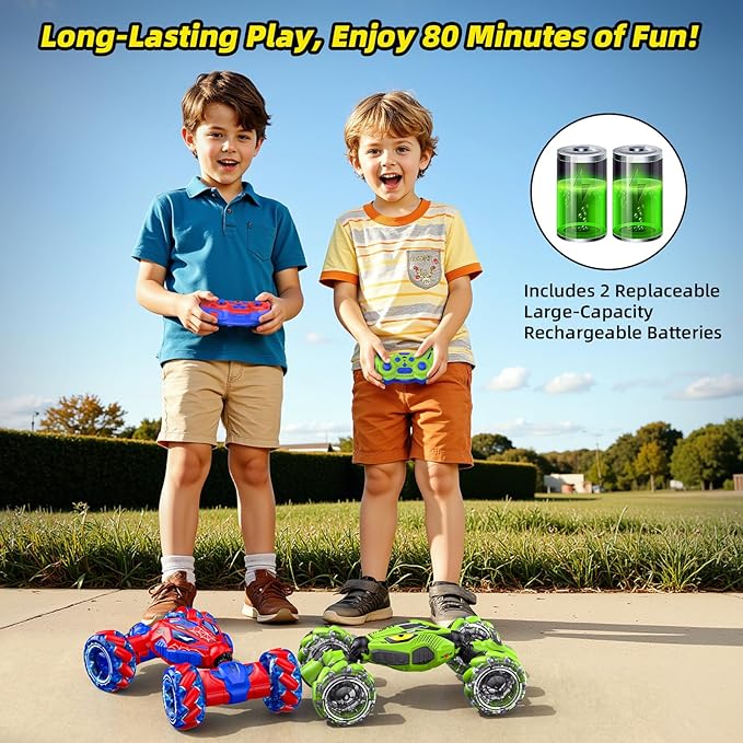 Unique 4WD High Speed RC Cars, Gesture Sensing Remote Control Cars for Boys 8-12, Double‑Sided Driving RC Drift Car, 360° Rotating Stunt Car Toys, Outdoor Toys for Kids Ages 6 7 8 9 10 11 12 Year Old