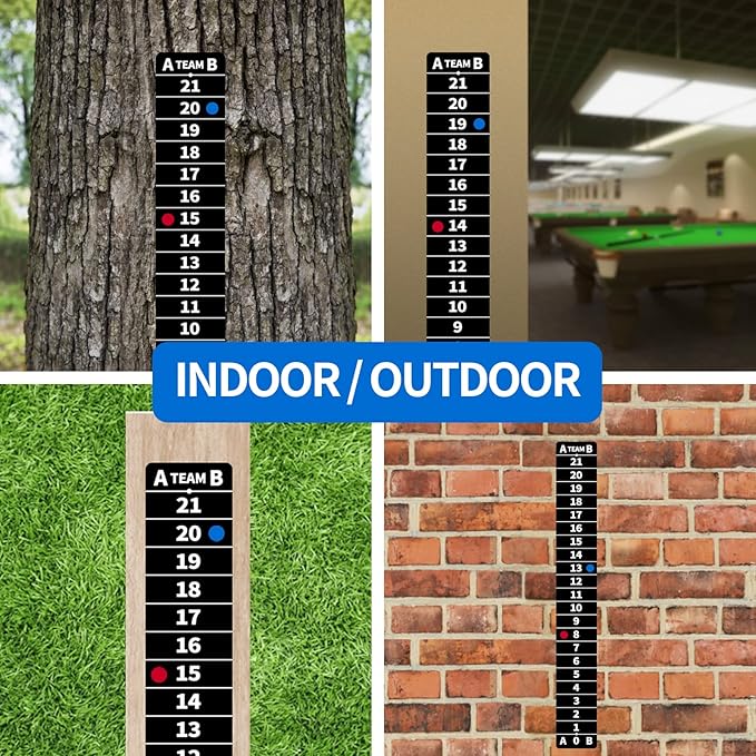 4 Pack Cornhole Scoreboards Black, Magnetic Decal with Score Keepers for Corn Hole Boards, Scoreboard for Cornhole Game Easy to Install Keep Track of The Score