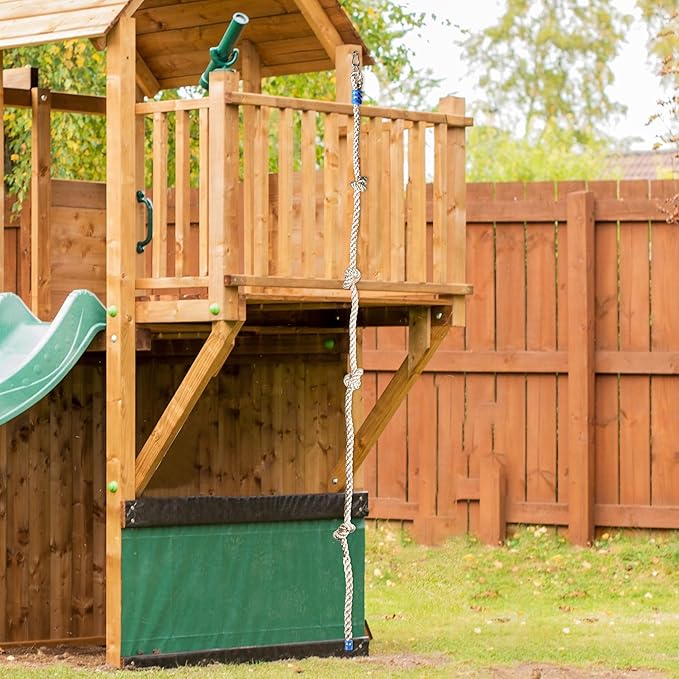 Climbing Rope for Kids, 8.2 FT Long with 4 Knotted Steps, Playground Accessories, Rope Swing for Obstacle Course, Treehouse Swingset Accessories Training for Kids Outdoor（Grey）