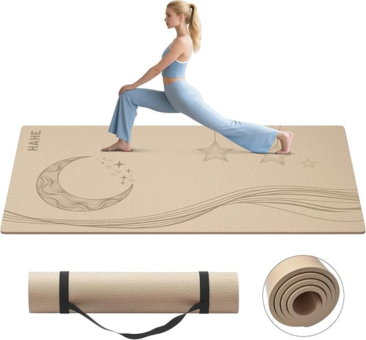 Extra Wide Yoga Mat, 72"x40"x0.4"Thick, Large Exercise Mat, Oversized Non Slip Workout Mat with Strap for Yoga, Pilates, Fitness, Home Gym Studio