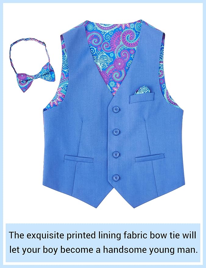 Happy Dolphin Boys Suit Set Modern Fit Kids Suits Adjustable Waist Boys Wedding Outfit for Boy Communion Suits for Boys