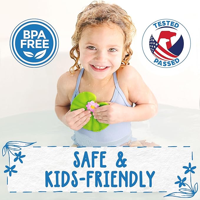 SplashEZ Mold Free Bath Toys for Kids & Toddlers | No Hole Baby Bath Toys | No Mold Floating Flowers for Bathtub Water Pool Shower Infants Babies Ages 0 1 3 6 12 18 Months | 3 pcs Lily Sunflower Rose