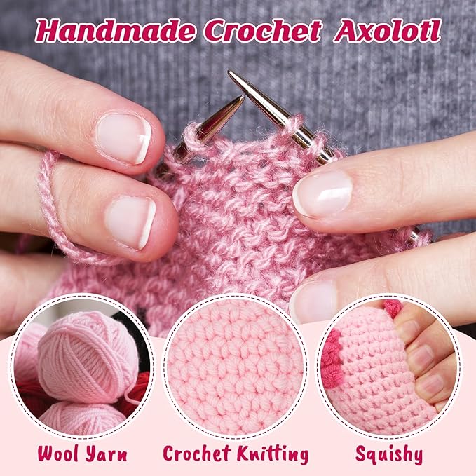 Emotional Support Plush Crochet Axolotl, Mini College Care Package Teen Girl Gifts Trendy Stuff for 5 6 7 8 9 10 11 13 Year Old Girl Birthday & Christmas, Stocking Stuffers