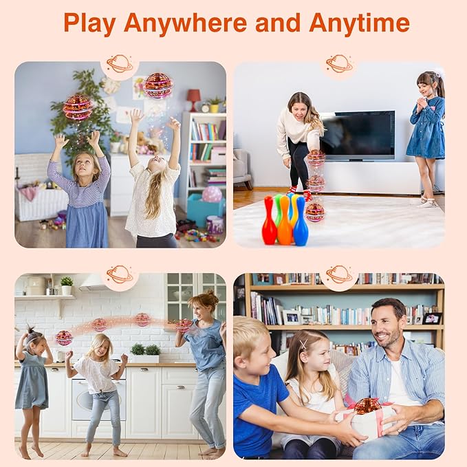 Ciniffo Flying Orb Ball 2025, Hand Controlled Boomerang Spinner Mini Drone Cosmic Globe Toy, Cool Toys Gift for 6 7 8 9 10+ Year Old Boys Girls Teens Outdoor Toys(Orange)