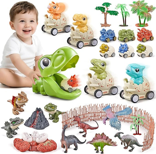 Dinosaur Toys for Kids Boys 3-5, 50 PCS Dinosaurs Toys Include ejection Dino, Press To Go Car and Realistic Dino, Dinosaur Toys Gifts For 3 4 5 Year Old Boys, Ideas 3 4 5 Year Old Birthday Gifts Boy
