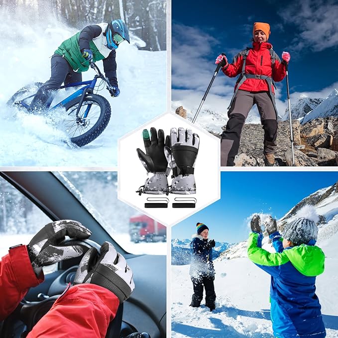 Ski Gloves,Snow Gloves,Waterproof Cold Weather Winter Gloves for Parent Boys Girls- Cycling, Driving, Running