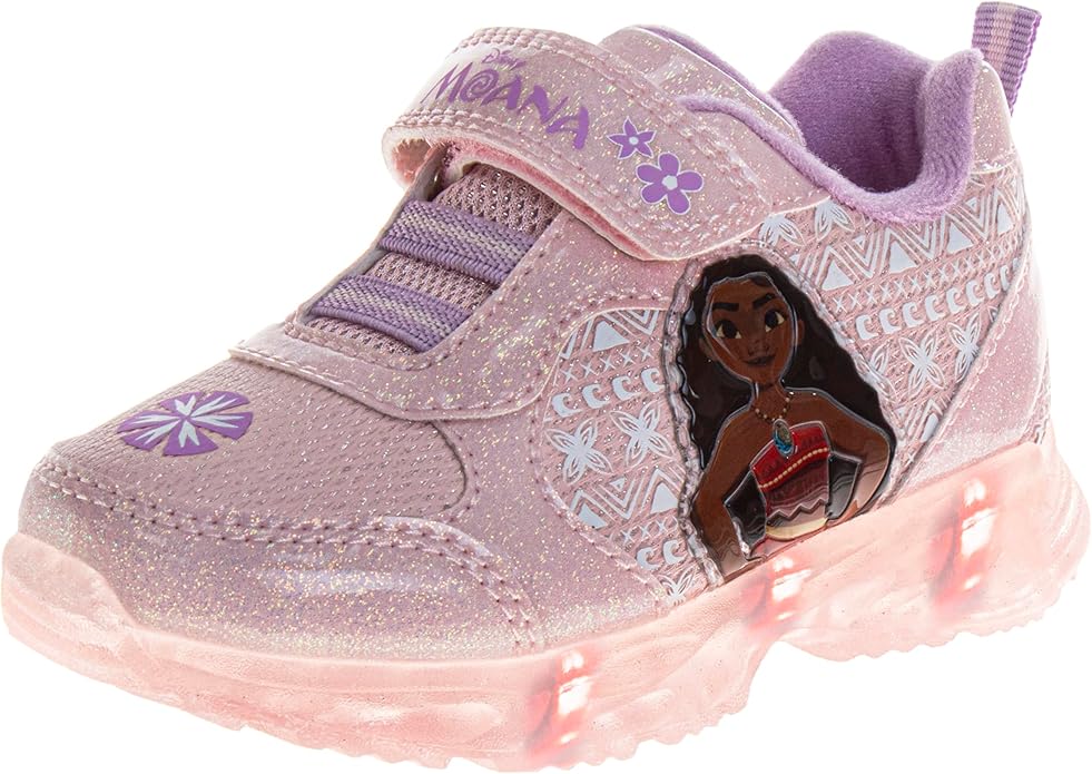 Girls Character Shoes Light Up Shoes LED Athletic Shoes for Girls Disney Princess Moana Little Mermaid Stitch Minnie Frozen Paw Patrol (Sizes: 5-10 Toddlers / 11-12 Little Kid)