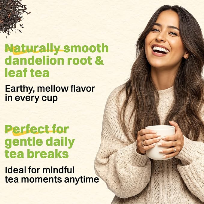 Hiihone Dandelion Root & Leaf Tea Bags 60 Count – Caffeine-Free Dandelion Herbal Tea, Supports Liver Cleanse, Detox & Digestion, Roasted Dandelion Root Tea, Natural Non-GMO
