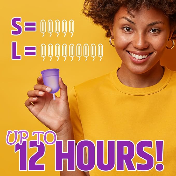 Venus Large Menstrual Cup - Higher Capacity (+30%) - Unique U-Shape Design for Heavier Flow Days - Get 12 Hours Leak-Free Protection - 100% Medical Grade Silicone Reusable Period Cup | Large