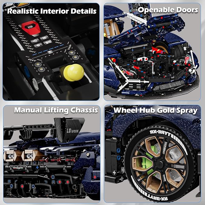 Lamb AVENTTAOR Super Car Building Toys - 1:8 Model Car Building Blocks Challenging Race Cars Sets Super Cars Display Model Collectible Gifts for Adults(4260pcs)