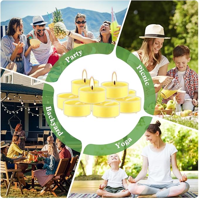 3.5-Hour 50Pack Citronella Tealight Candles, Outdoor and Indoor Summer Scented Candle,Natural Soy Wax Candle for Home Patio Garden Yard Balcony,BBQ Birthday Emergency