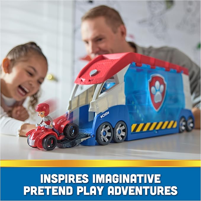 Paw Patrol, Transforming PAW Patroller with Vehicle Launchers, Lights & Sounds, Ryder Action Figure & ATV Toy Car, Kids Toys for Boys & Girls Ages 3+