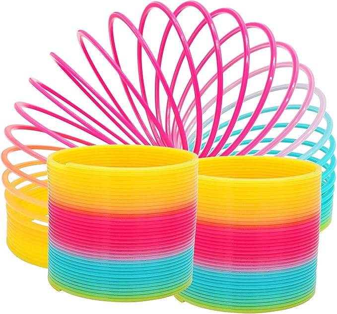The Dreidel Company Plastic Multicolor Coil Spring, Goody Bag Fillers, Party Favor for Kids, 3" Inches (80mm) (2-Pack)