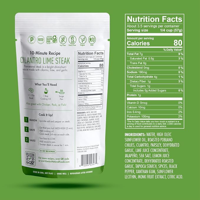 Kevin's Natural Foods Cilantro Lime Simmer Sauce, 3 Pack | Keto and Paleo Stir-Fry Sauce, Gluten Free, No Preservatives, Non-GMO