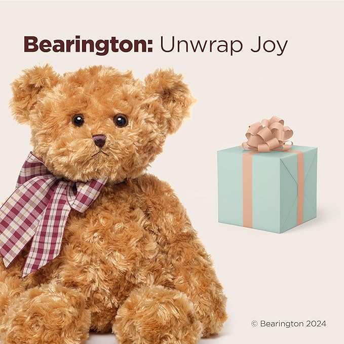 Bearington Collection Wuggles Vintage Teddy Bear Plush 18-Inch Stuffed Animal for Baby - Stuffed Teddy Bear Plushies