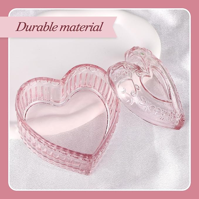 Large Body Powder Puff Container, Pink Heart Crystal Powder Container, Reusable Dusting Powder Case, Body Puff Glass Jar, Puff not Including