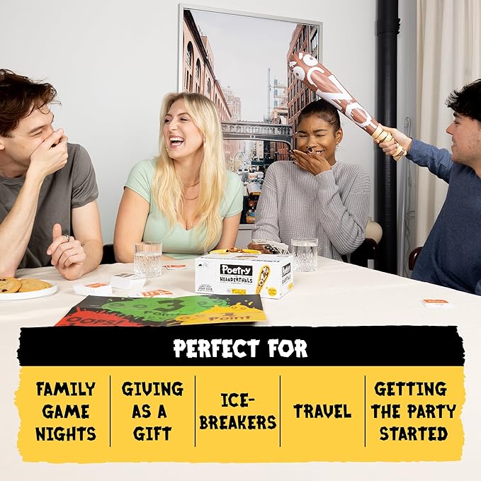 Exploding Kittens Poetry for Neanderthals 2+ Players - Ages 7+ - 15 Minutes to Play - Competitive Word Guessing Game - Party Game, Family Game Night, Kid and Adult Card Game