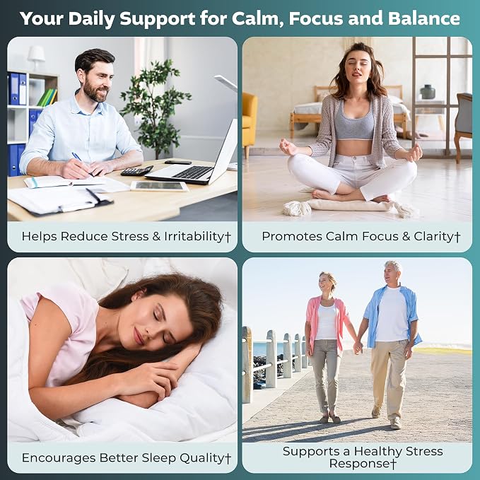 Advanced Stress Support – Holy Basil, Shoden® Ashwagandha, AlphaWave® L-Theanine, PharmaGABA®, Cacao Theobromine – Calm & Clarity Formula – Vegan, Non-GMO, Gluten-Free – 60 Capsules