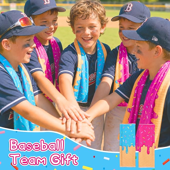 12Pcs Baseball Drip Cooling Towels, Neck Cool Towels Reusable Sweat Wicking Chill Towels Baseball Team Gift,for Baseball Team Summer Party Favors Beach and Camping