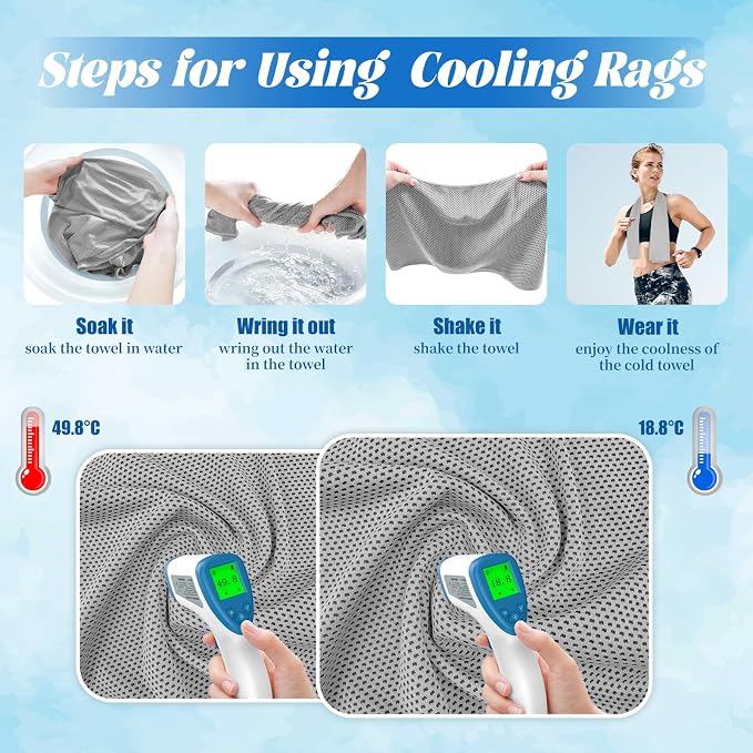 PAWPRO 4 Packs Cooling Towels for Neck and Face(40"x12"), Soft Breathable Cooling Towel with Waterproof Bag & Carabiner,Microfiber Cooling Rags for Yoga, Sport,Gym,Camping (Multicolor-2)