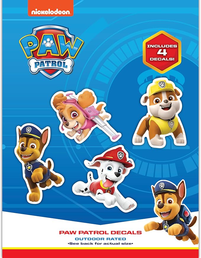 Paw Patrol Decals - Set of 4 Stickers Chase, Skye, Marshall, Rubble for Kids and Adults - Vinyl Decals for Laptop, Tumbler, Water Bottle, Vehicles - Nickelodeon Stickers