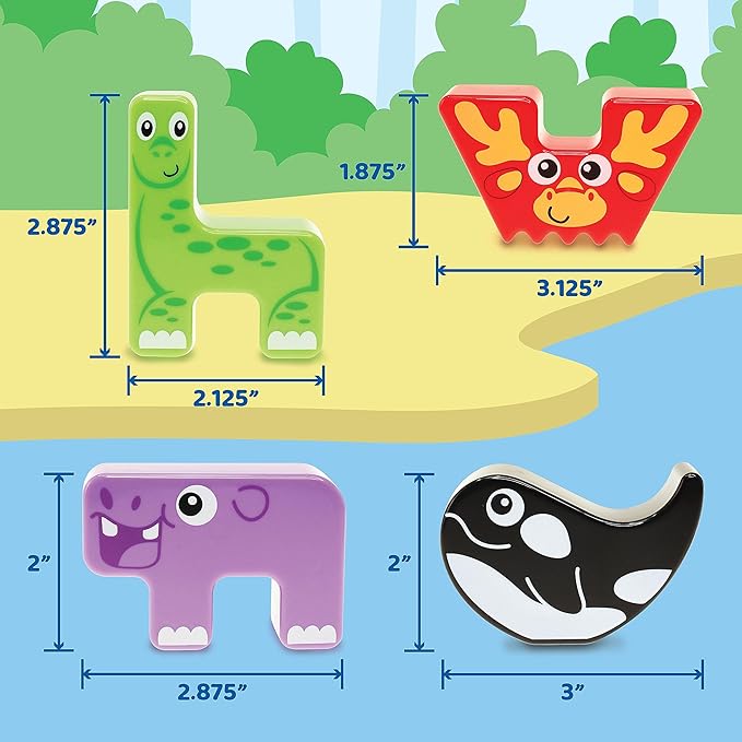 Montessori Puzzle N’ Stack Animals Toys, Kids Stacking Building Animal Blocks Toy for Toddler Preschool, Fun Educational Stacker Gifts for 12 18 24 36 Months, 1 2 3 4 Year Old