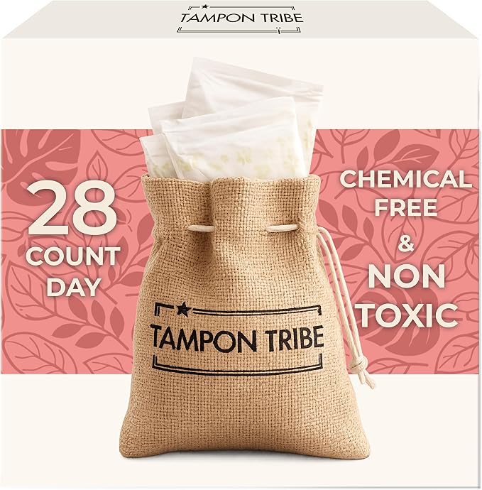 Tampon Tribe Organic Cotton Pads for Women | 28 Daytime Absorbent Period Pads with Wings | 100% Organic Cotton, Hypoallergenic, Metal and Chemical Free with Anti-Leak Edges | 28 Count - Daytime