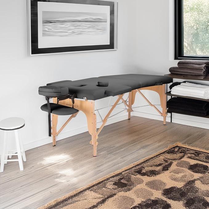 Saloniture Professional Portable Folding Massage Table with Carrying Case - Dark Gray