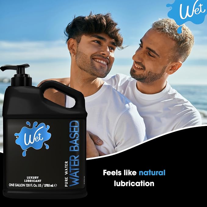 Wet Silver Water-Based Lubricant | Long-Lasting, Original Premium Formula | Vegan, pH-Balanced, Hypoallergenic, Paraben-Free, Non-staining | Lube for Men, Women & Couples, 128 fl oz
