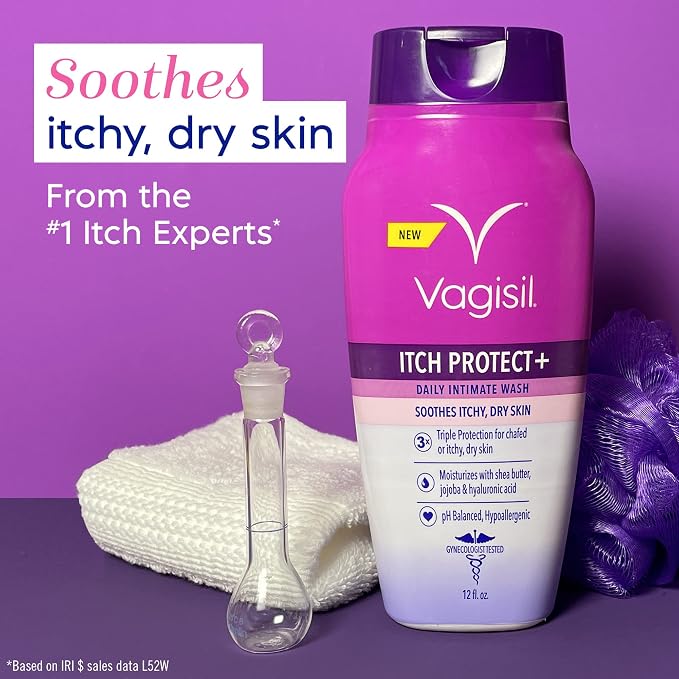 Vagisil Feminine Wash for Intimate Area Hygiene and Itchy, Dry Skin, Itch Protect+ Crème Wash, pH Balanced and Gynecologist Tested, 12oz (Pack of 2)