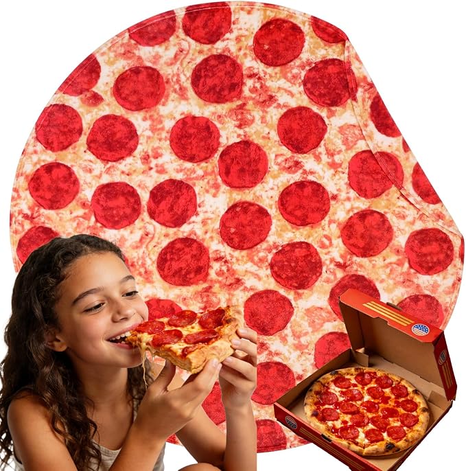 SeaRoomy Pizza Blanket, Realistic Food Funny Pizza Blanket, 60 in | White Elephant Gifts, Gag Gifts For Teen Boys & Girls, Novelty Christmas Birthday Presents, Double Sided, Soft Flannel