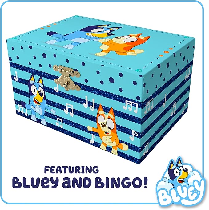 Bluey Jewelry Box for Girls - Musical Jewelry Box with Spinning Figurine, Bluey Toys for Kids Ages 3-5 - Plays Bluey Theme Song - 6 x 4.7 x 3.5 in
