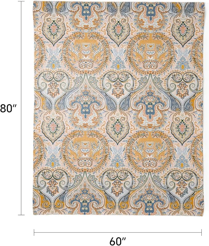 100% Cotton Boho Throw Blanket for Home Decor – Classic Farmhouse Quilt Bedding, Muslin Blankets for Adults, Vintage Woven Decorative Blanket for Couch, Bed Layering Use, Paisley Pattern, 60"x80"