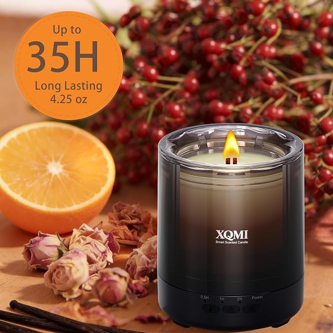 Smart Scented Candle with Remote | Home Decor & Giftable Soy Candles | Pumpkin | Ginger | Cinnamon | Vanilla | 35H Burn Time, Aromatherapy Candle Set, Perfect Holiday Gifts