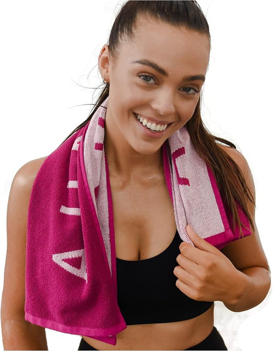 Fuchsia Hot Pink Gym and Yoga Towel for Women - 100% Silver Infused Organic Cotton Pilates Towel, 500 GSM, 31.5"x15.75" - Soft Absorbent Sweat Towels for Workouts Without the Smell